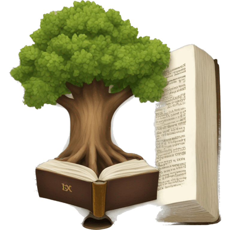 A tree rooted in an open Bible emoji