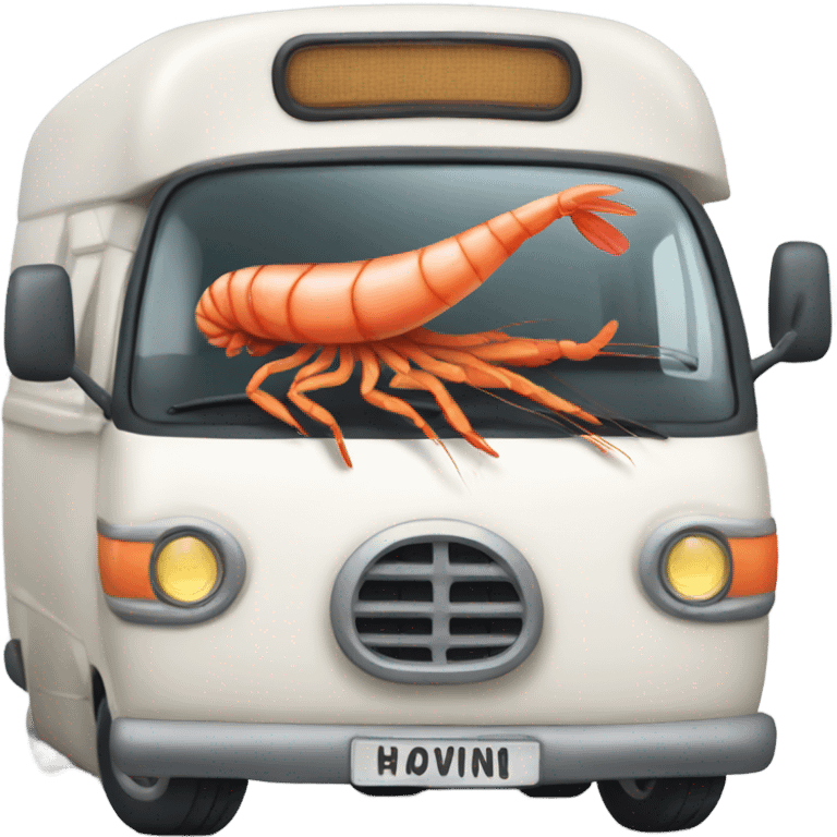 Shrimp driving camper van emoji