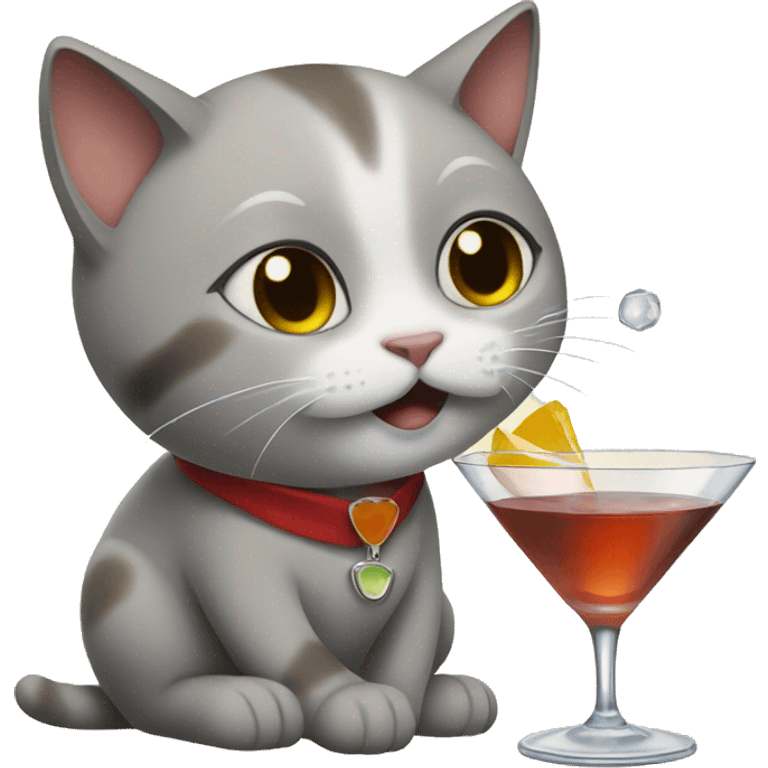 cat drinking martini emoji