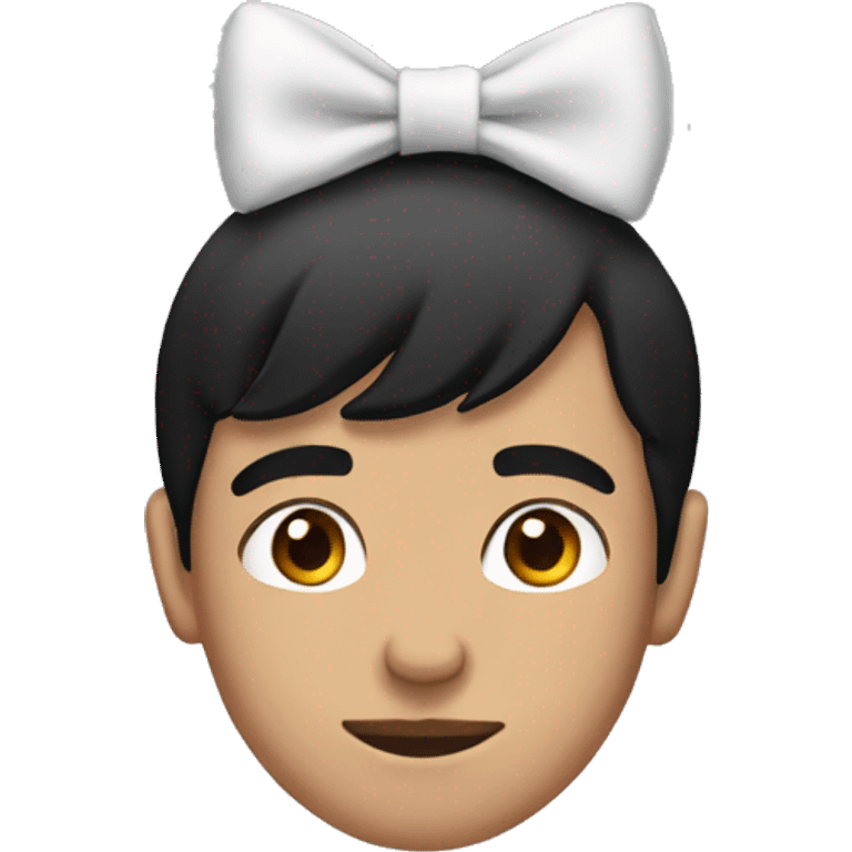 A teenager with black hair with a bow on his head emoji