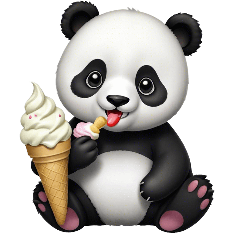 Panda eating ice cream emoji