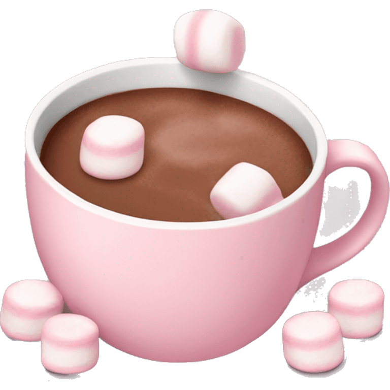 Light Pink mug of hot chocolate with marshmallows  emoji