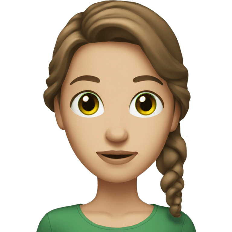 woman with long brown hair green eyes emoji