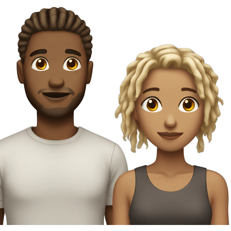 Light brown guy with dreads dark brown girl with short blonde haircut emoji