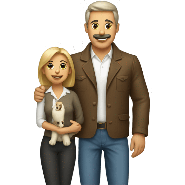 Hombre con mujer y con perro emoji