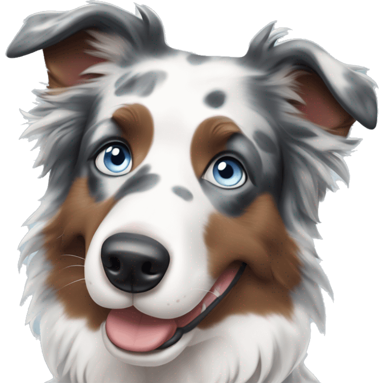 Blue eyed blue merle border collie dog emoji