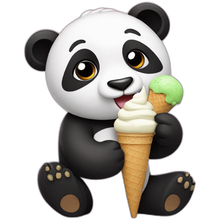 Panda eating ice cream emoji