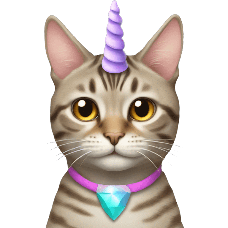 tabby cat with unicorn horn emoji