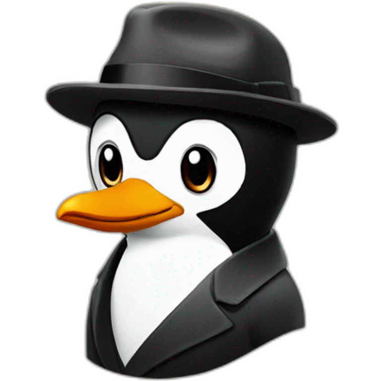 penguin emoji with a peaky blinders flat cap emoji