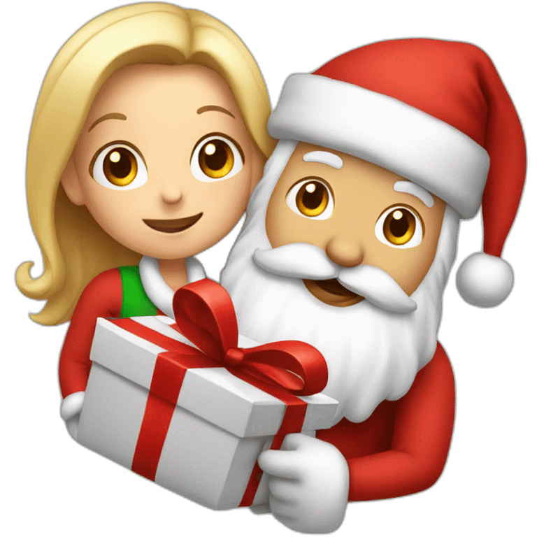 Santa giving gift to a girl emoji