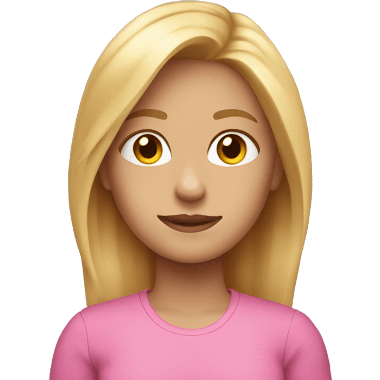 Girl with shoulder length blonde hair wearing a pink shirt emoji