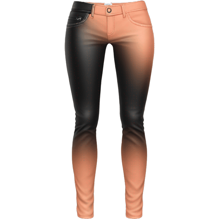 Realistic isolated side view of a pair of peach to black ombre leather pants. emoji