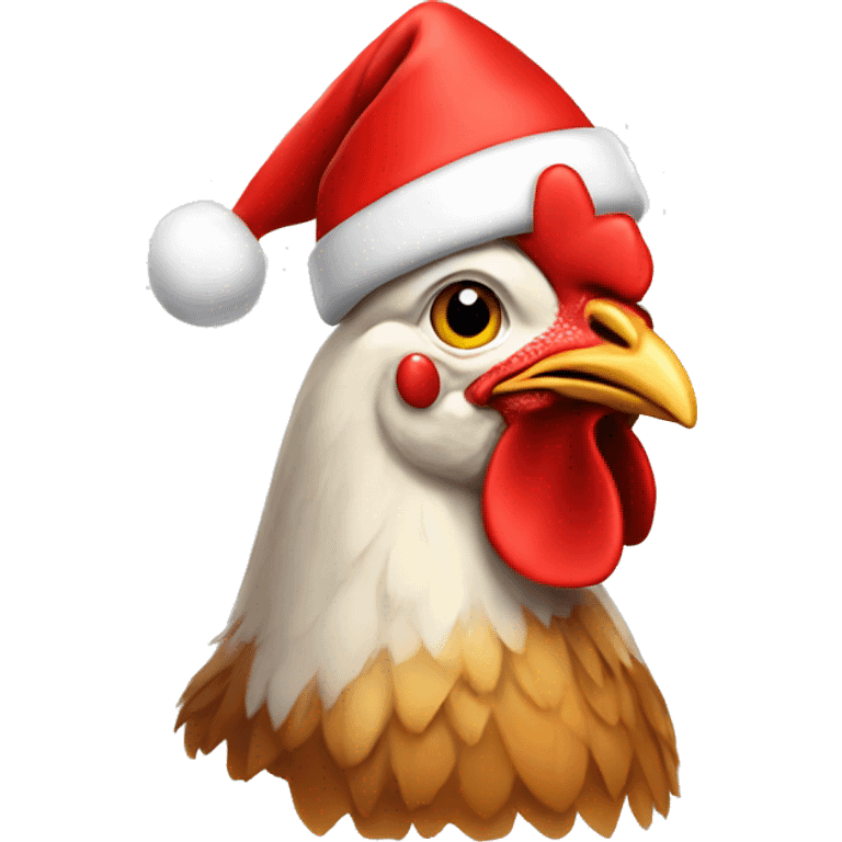 Chicken with a christmas hat  emoji