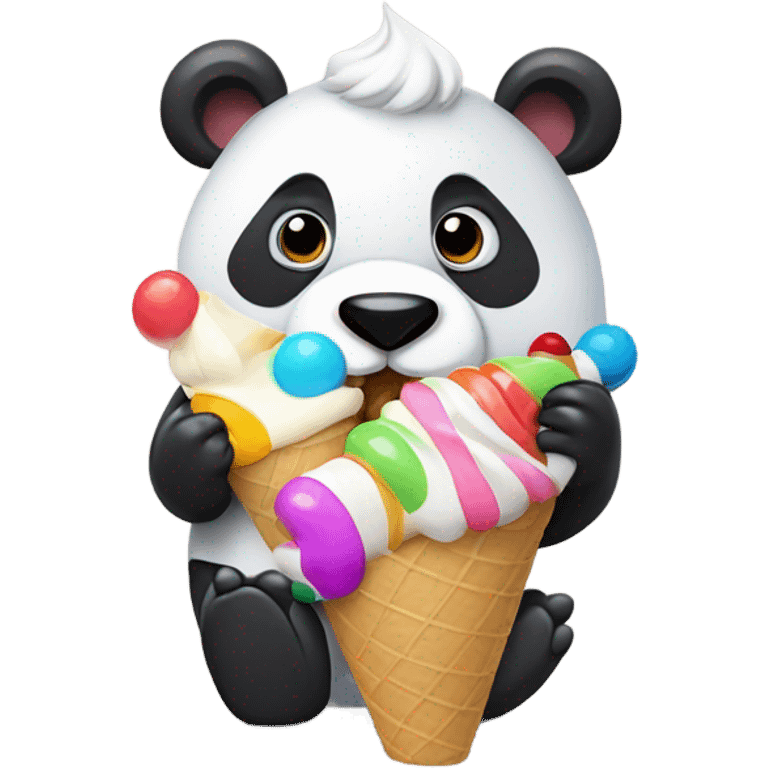 Panda eating ice cream emoji