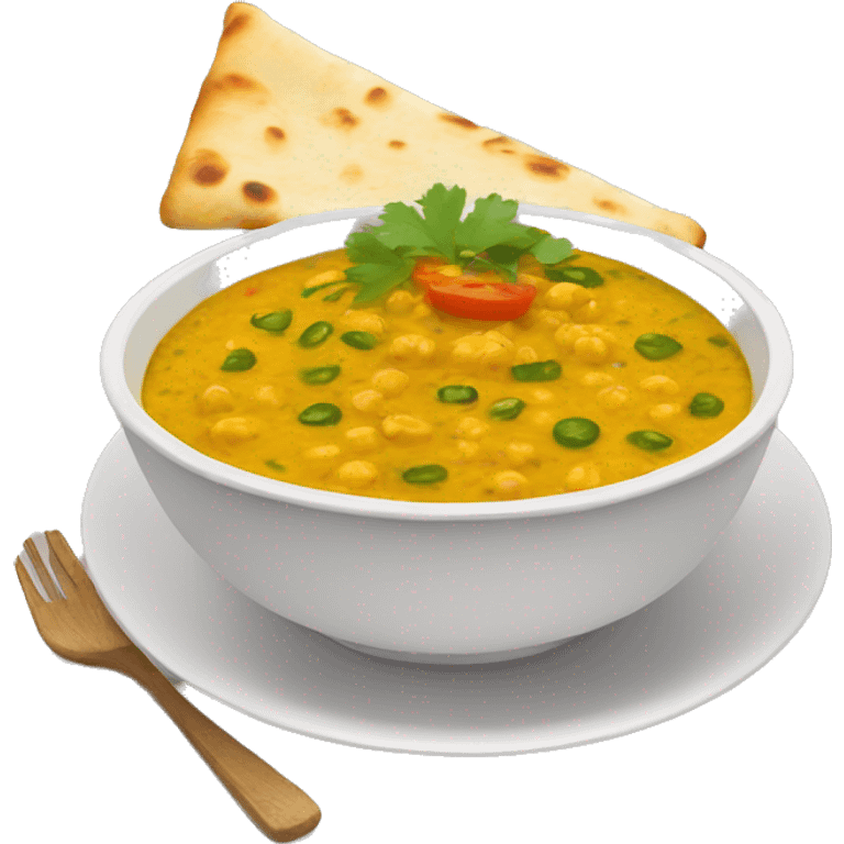 bowl of Dahl with roti on a side plate emoji