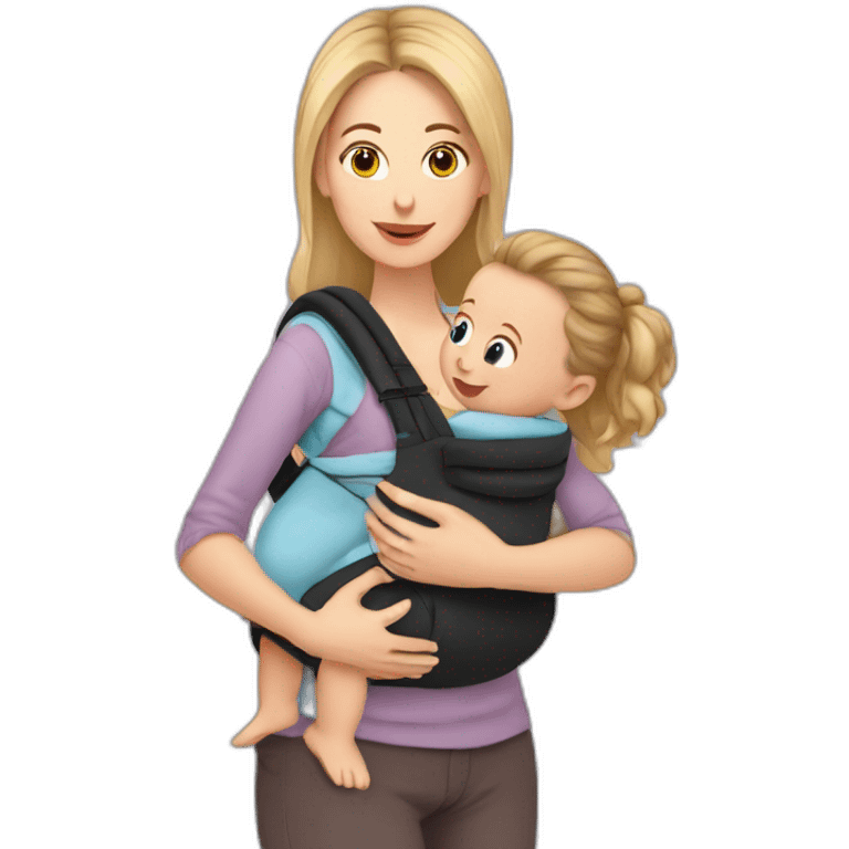 European Babywearing mom with baby ergo carrier emoji