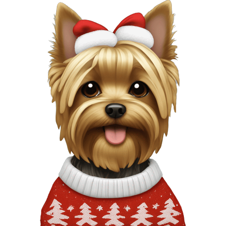 yorkie wearing a christmas sweater emoji