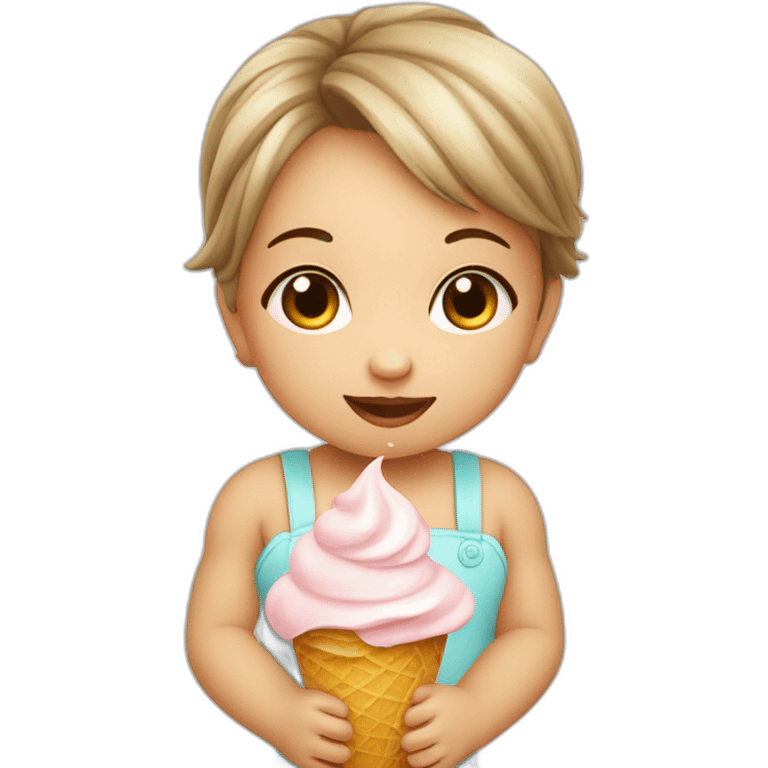 Cute little baby girl with icecream emoji