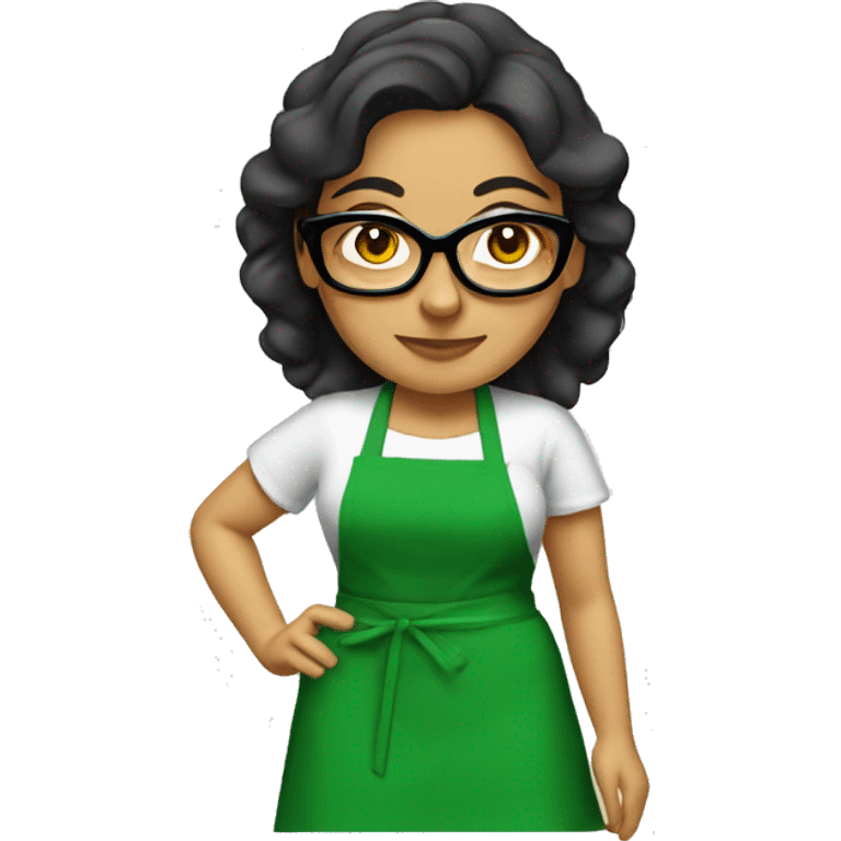 mexican lady green apron  with glasses cooking tacos emoji