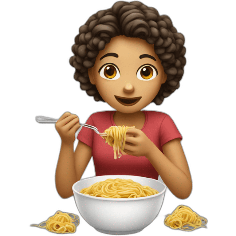 Girl eats spagheti emoji