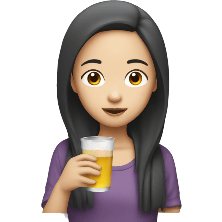 Asian girl drinking emoji