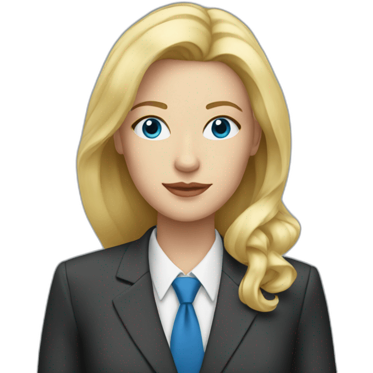 Blond woman with blue eye with suits emoji