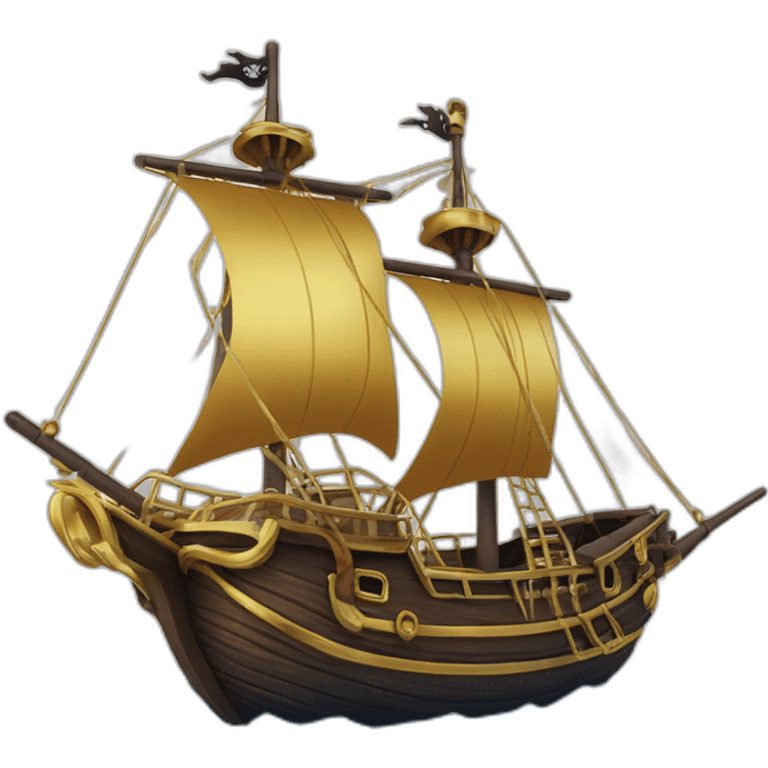 Bateau pirate d'or et de diamant 2 mats emoji