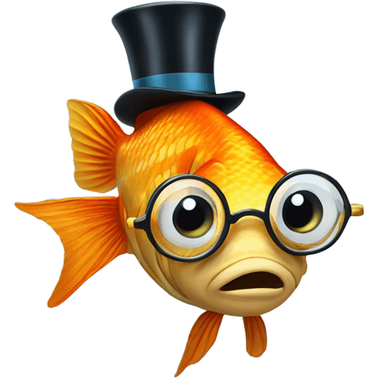 Fish with a top hat and a eyeglass  emoji