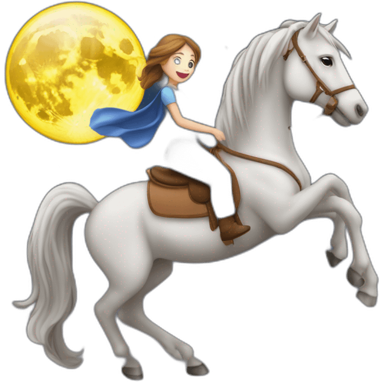 Je veux un emoji d’une belle fille assises sur la lune à cheval emoji