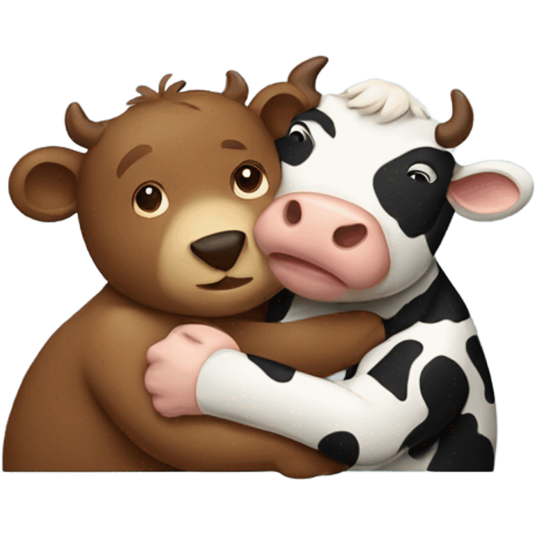 Bear hugging a cow emoji