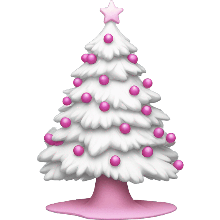 White Christmas tree with pink decor emoji