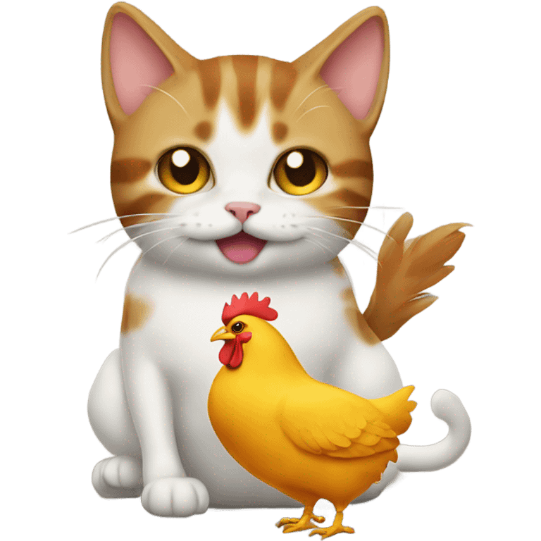 Cat and chicken emoji