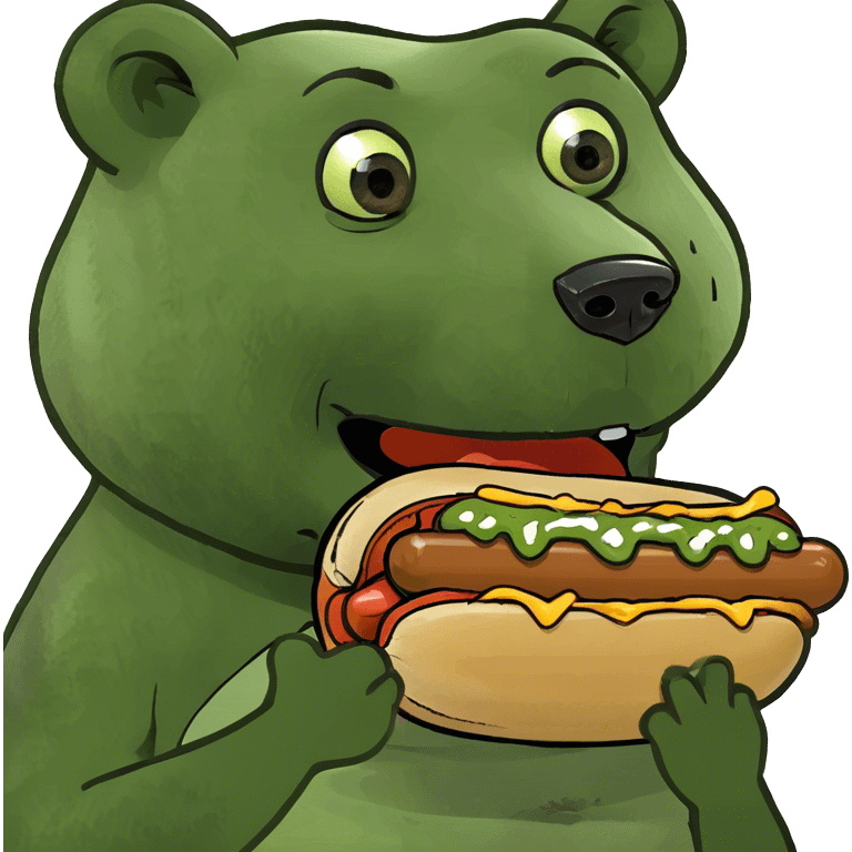 bear eating a hotdog  emoji