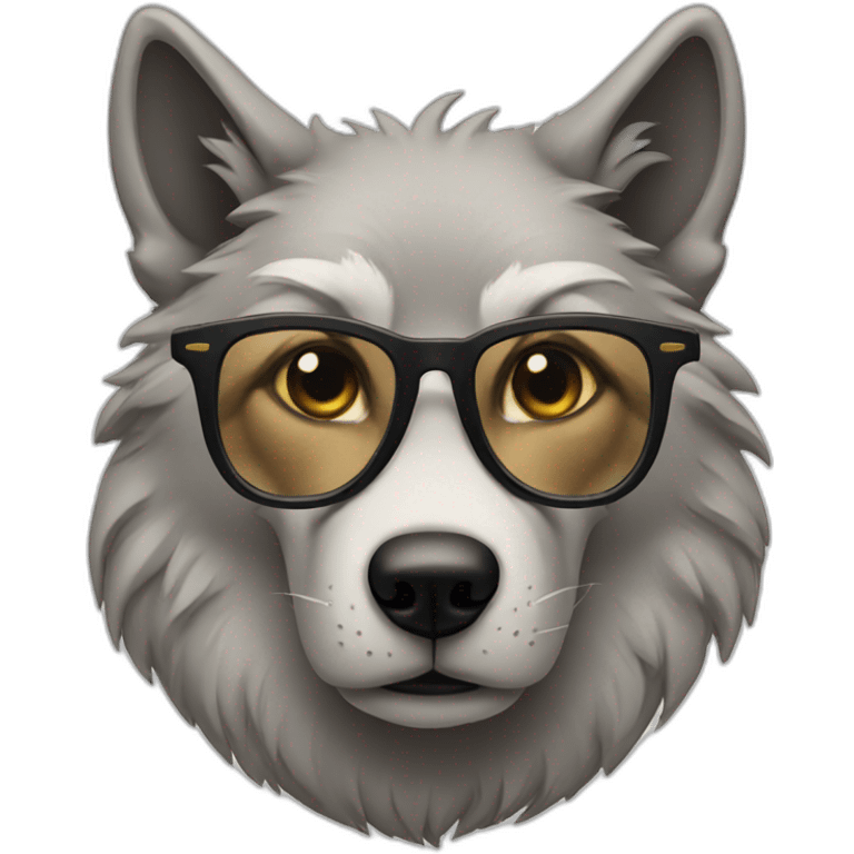 wolf wearing glasses emoji