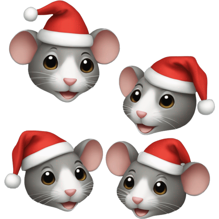 4 rats with Christmas hats on  emoji