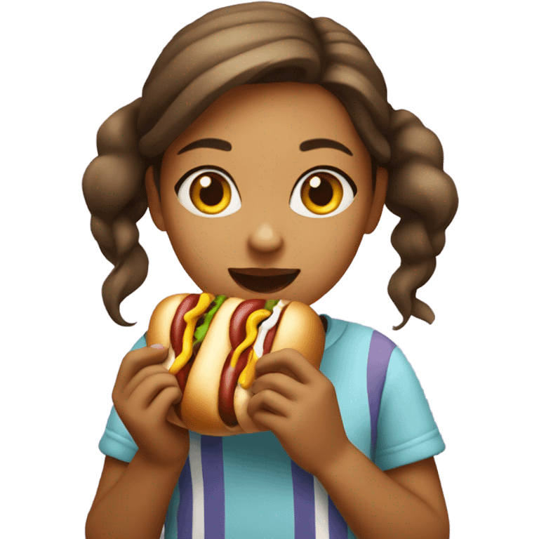 Girl eating hot dog emoji