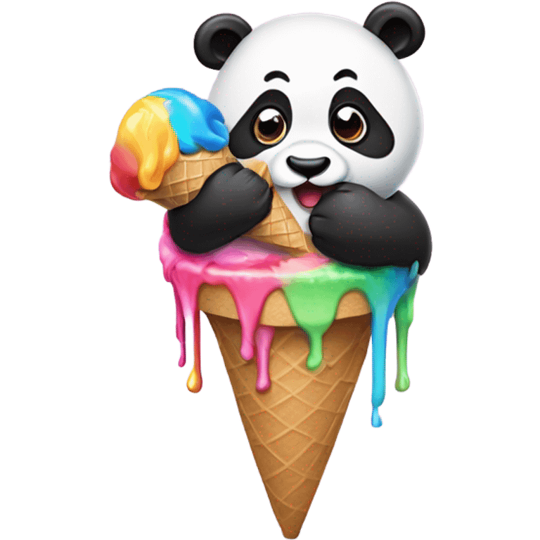 Panda eating ice cream emoji