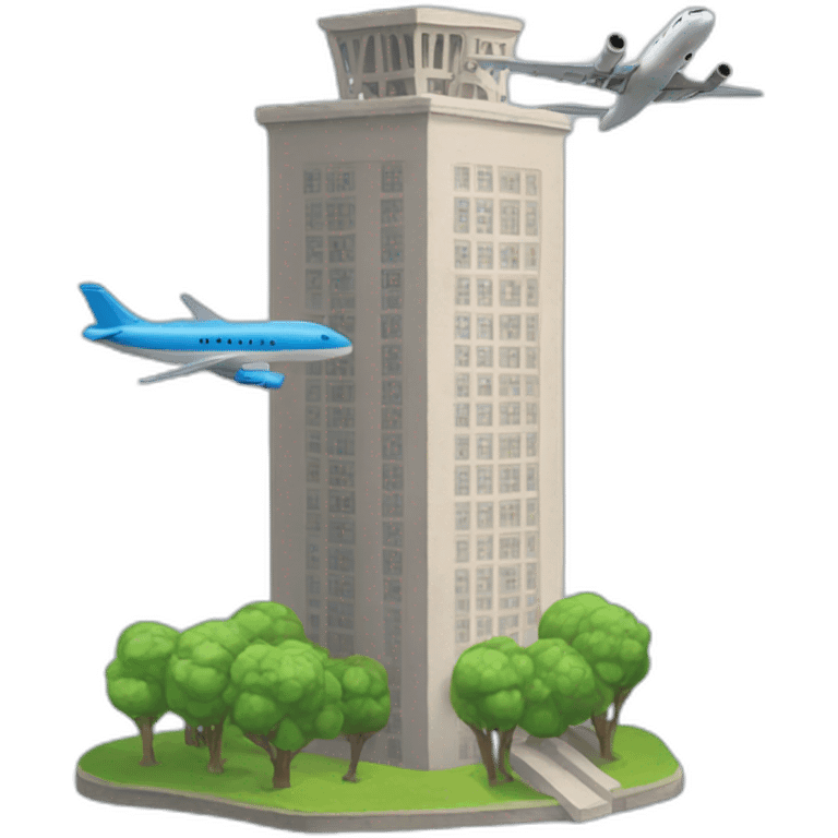 Tilted tower with a plane going on the tower  emoji