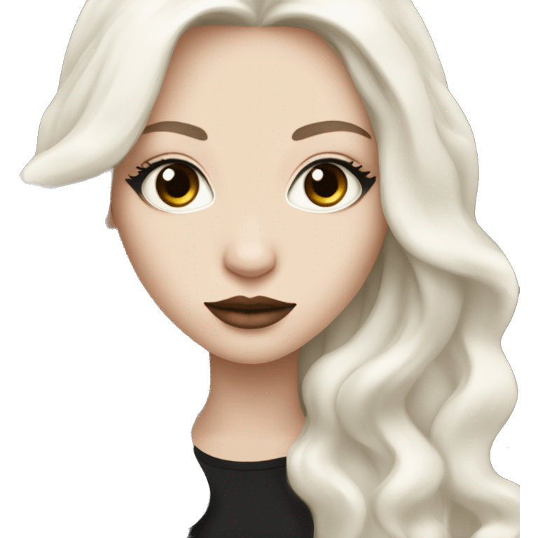 Chanel girl with white pale skin and black long hair emoji