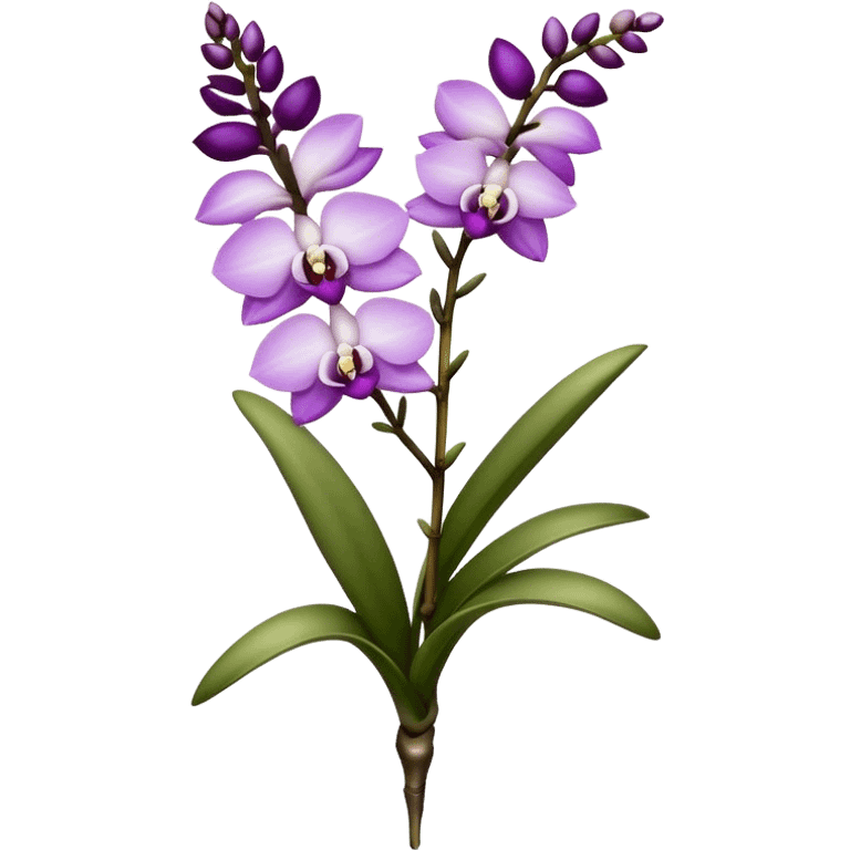 single white purple Rhynchostylis Orchid, 
straight stem emoji