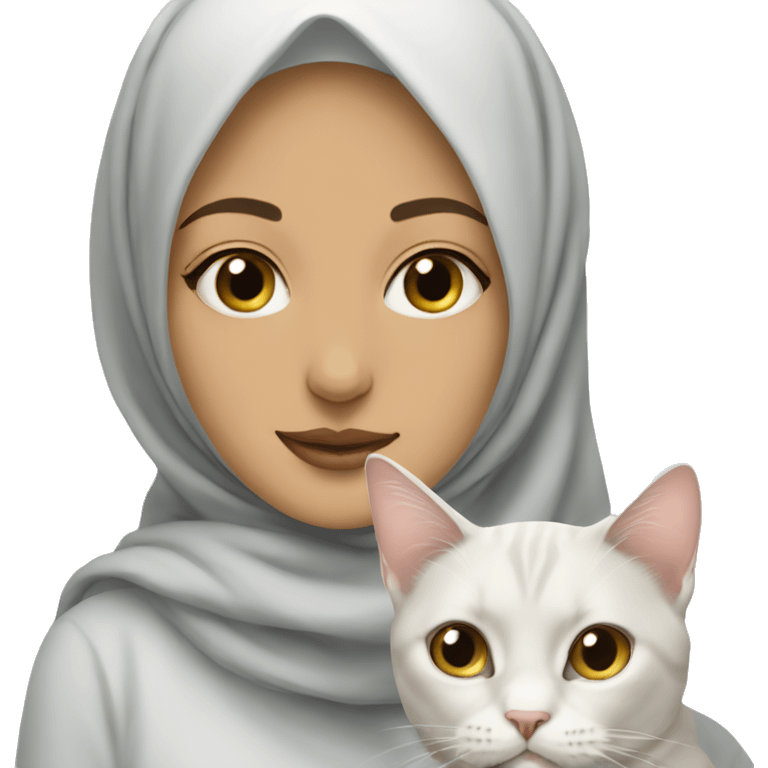 hijabi with white cat emoji