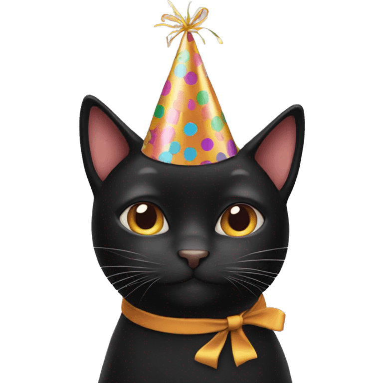 Black Cat with birthday hat emoji