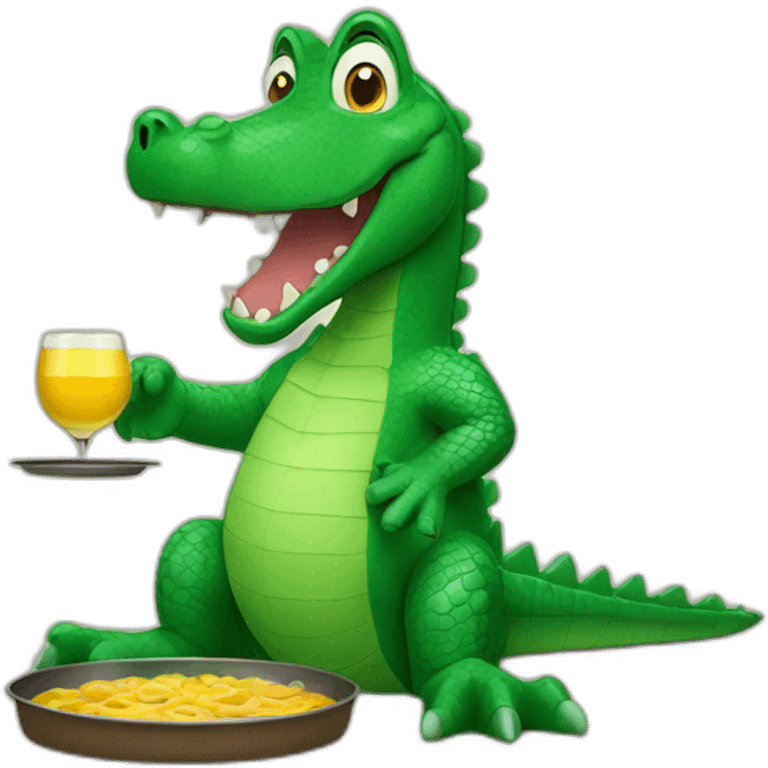 Alligator holding a serving tray emoji