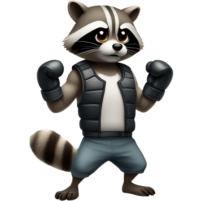 Racoon boxing emoji