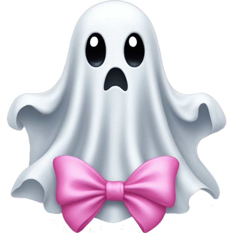 Ghost wearing a pink bow emoji