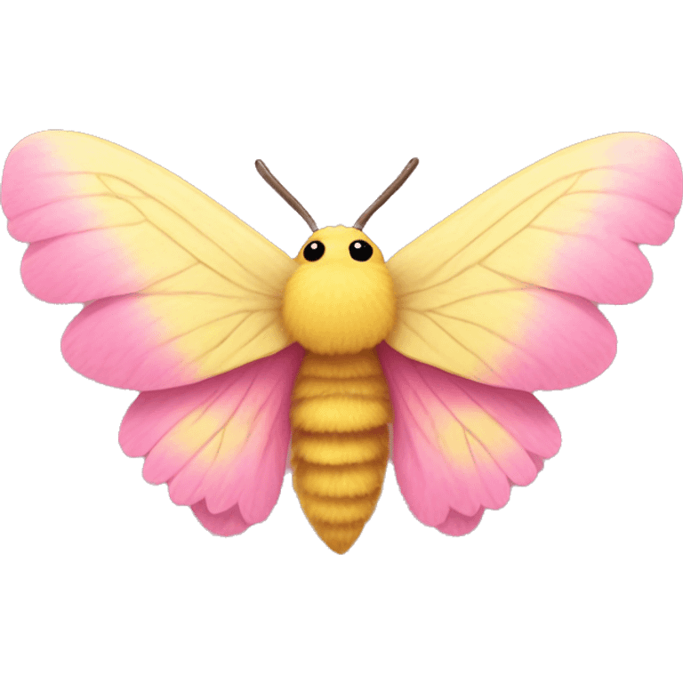 fluffy pink and yellow moth emoji