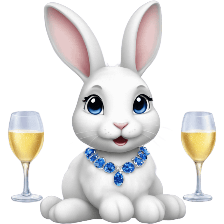 white female bunny wearing sapphires drinking champagne  emoji