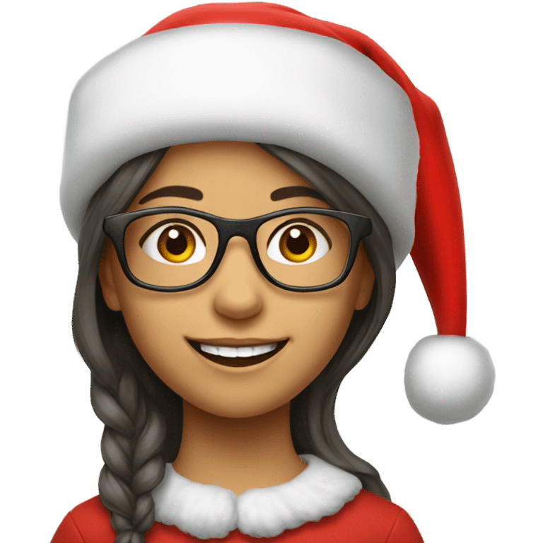 smiling  girl with glasses and Santa hatportrait emoji