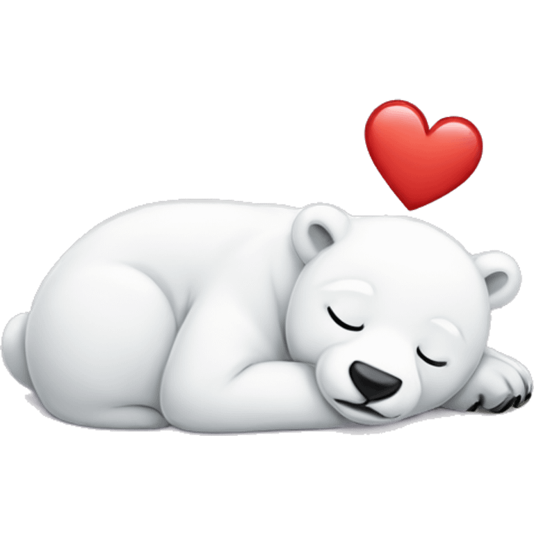 Baby polarbear sleeping with a heart emoji