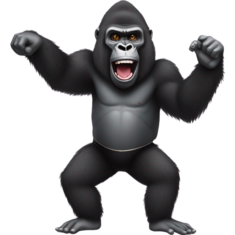 Gorilla with ballerina costume with machine gun and dancing emoji